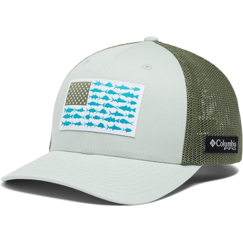 imageColumbia Unisex Adult PFG Logo Mesh Ball CapCool GreenMosstoneUs Fish Flag
