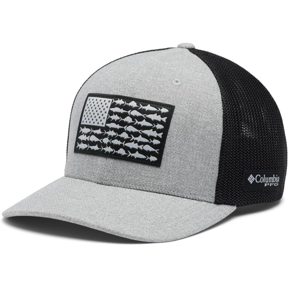 imageColumbia Unisex Adult PFG Logo Mesh Ball CapCool Grey HeatherGrillUS Fish Flag