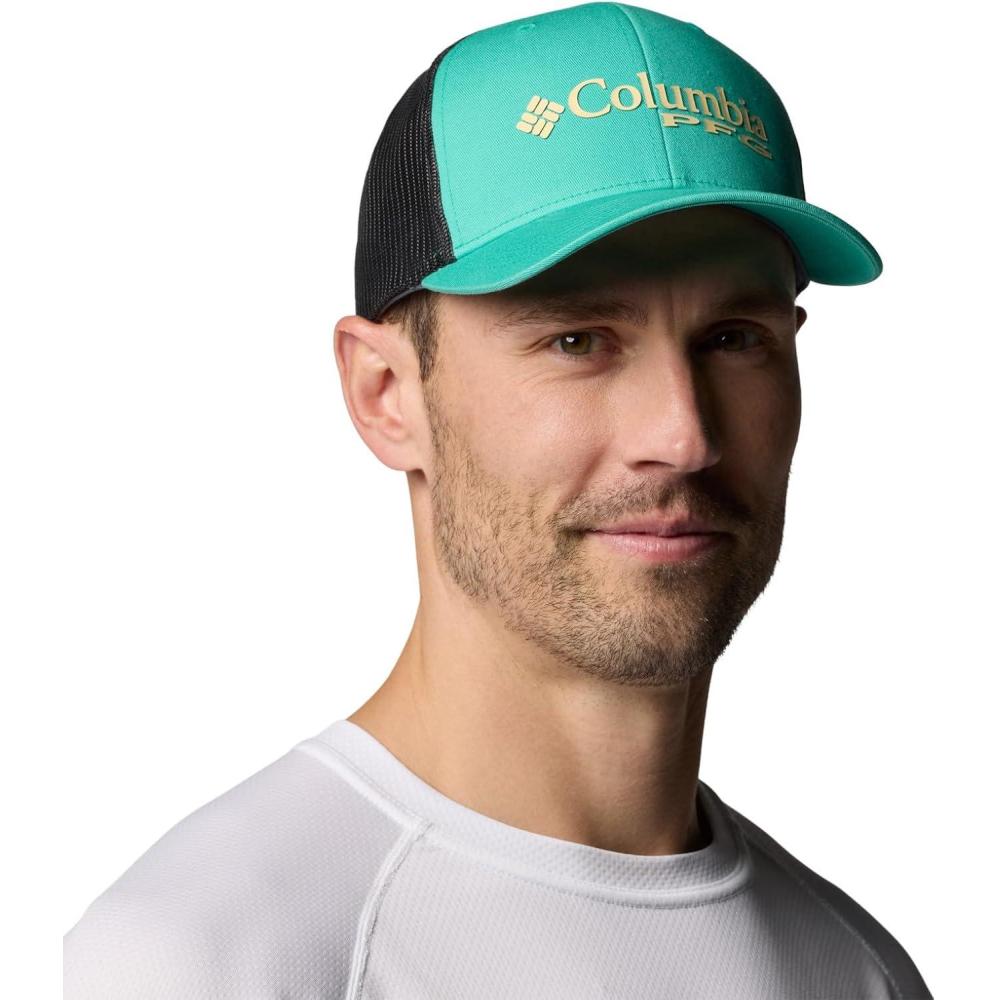 imageColumbia Unisex Adult PFG Logo Mesh Ball CapGlaze GreenSharkDorado