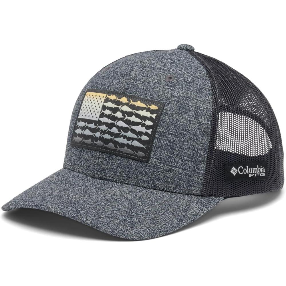 imageColumbia Unisex Adult PFG Logo Mesh Ball CapGrill Heather Shark Cocoa Butter Fish