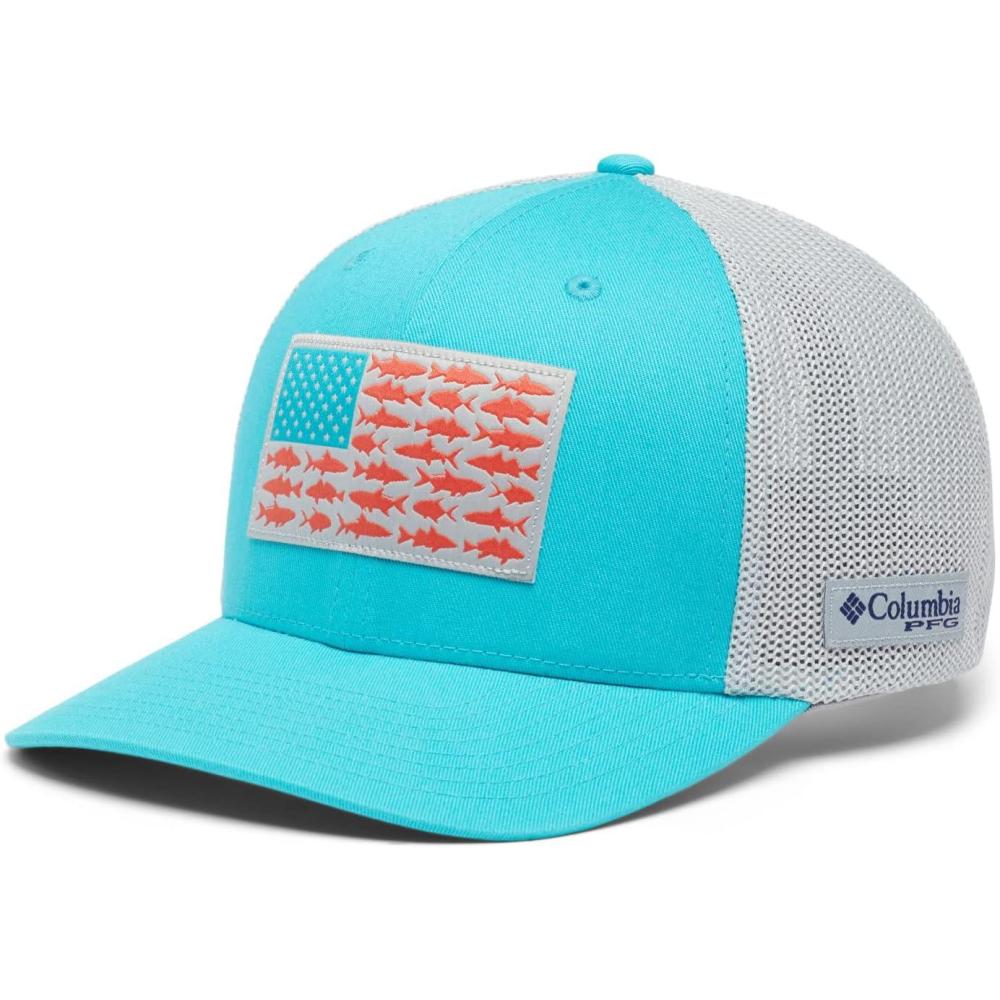 imageColumbia Unisex Adult PFG Logo Mesh Ball CapOcean TealInshore Slam Flag