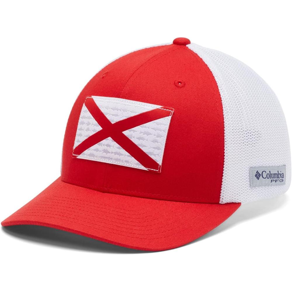 imageColumbia Unisex Adult PFG Logo Mesh Ball CapRed SparkAlabama Flag