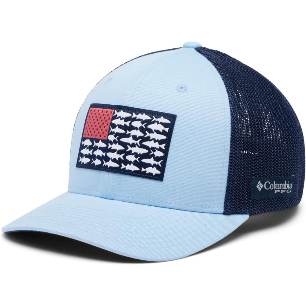 imageColumbia Unisex Adult PFG Logo Mesh Ball CapSailCollegiate NavyInshore Flag
