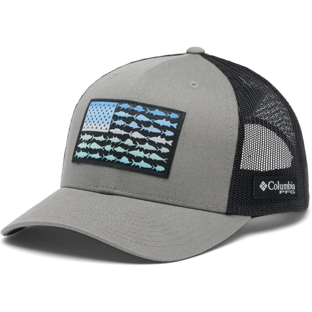 imageColumbia Unisex Adult PFG Logo Mesh Ball CapTitaniumBlackSeasonal Fade Flag