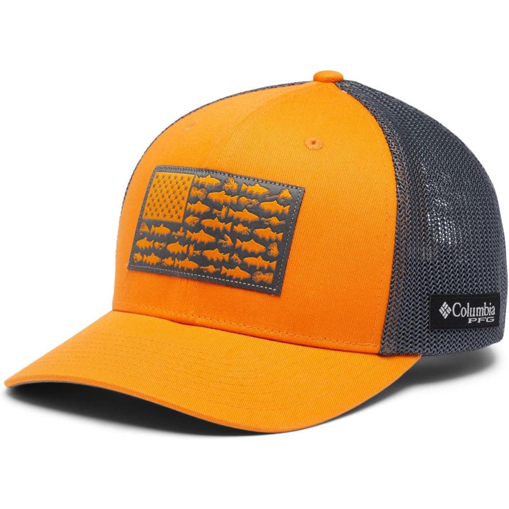 imageColumbia Unisex PFG Fischflagge Mesh Ballkappe Hoch CapOrange BlastCity GreyTrout Flag