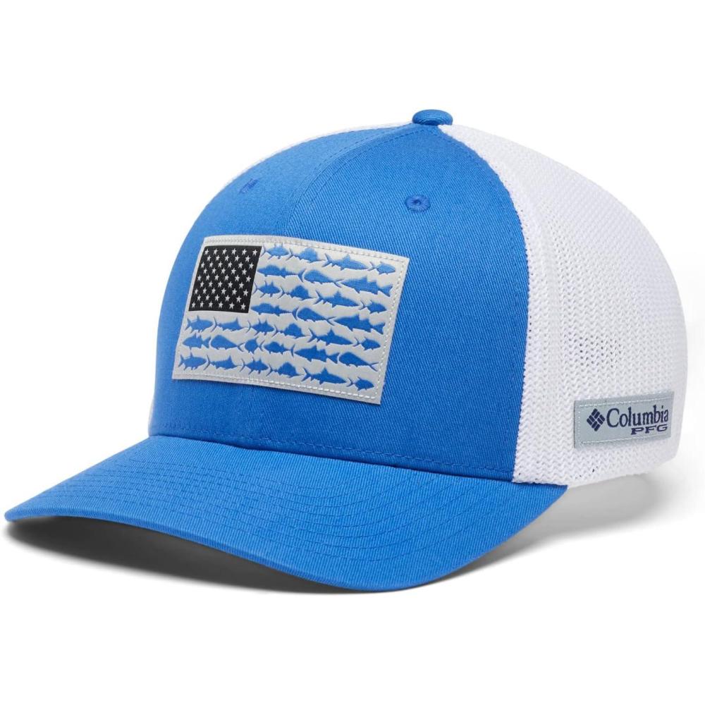imageColumbia Unisex PFG Fischflagge Mesh Ballkappe Hoch CapVivid BlueWhiteUS Fish Flag