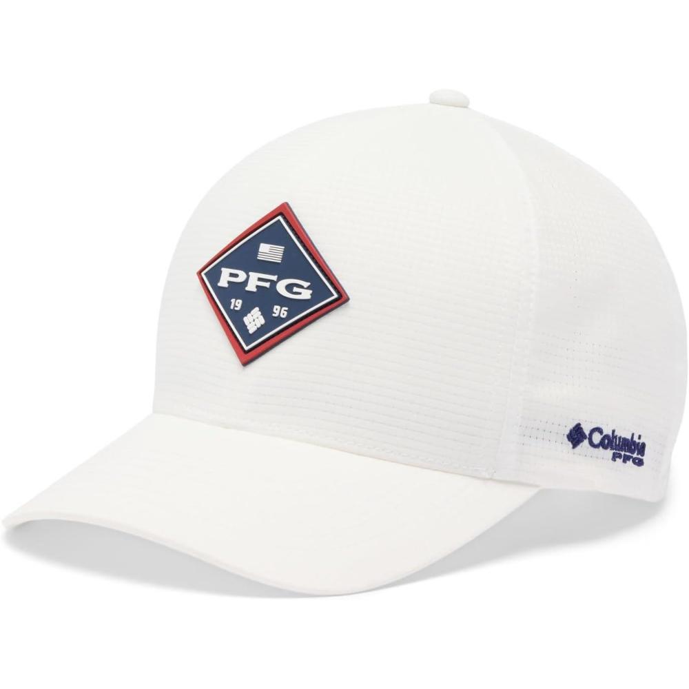 imageColumbia UnisexAdult PFG Island Angler Stretch Fit Ball CapWhitePfg Diamond Bit Americana