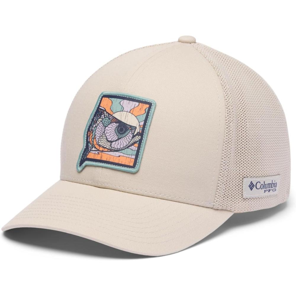 imageColumbia UnisexAdult PFG Patch Mesh Ball CapDark StoneSunset Fish