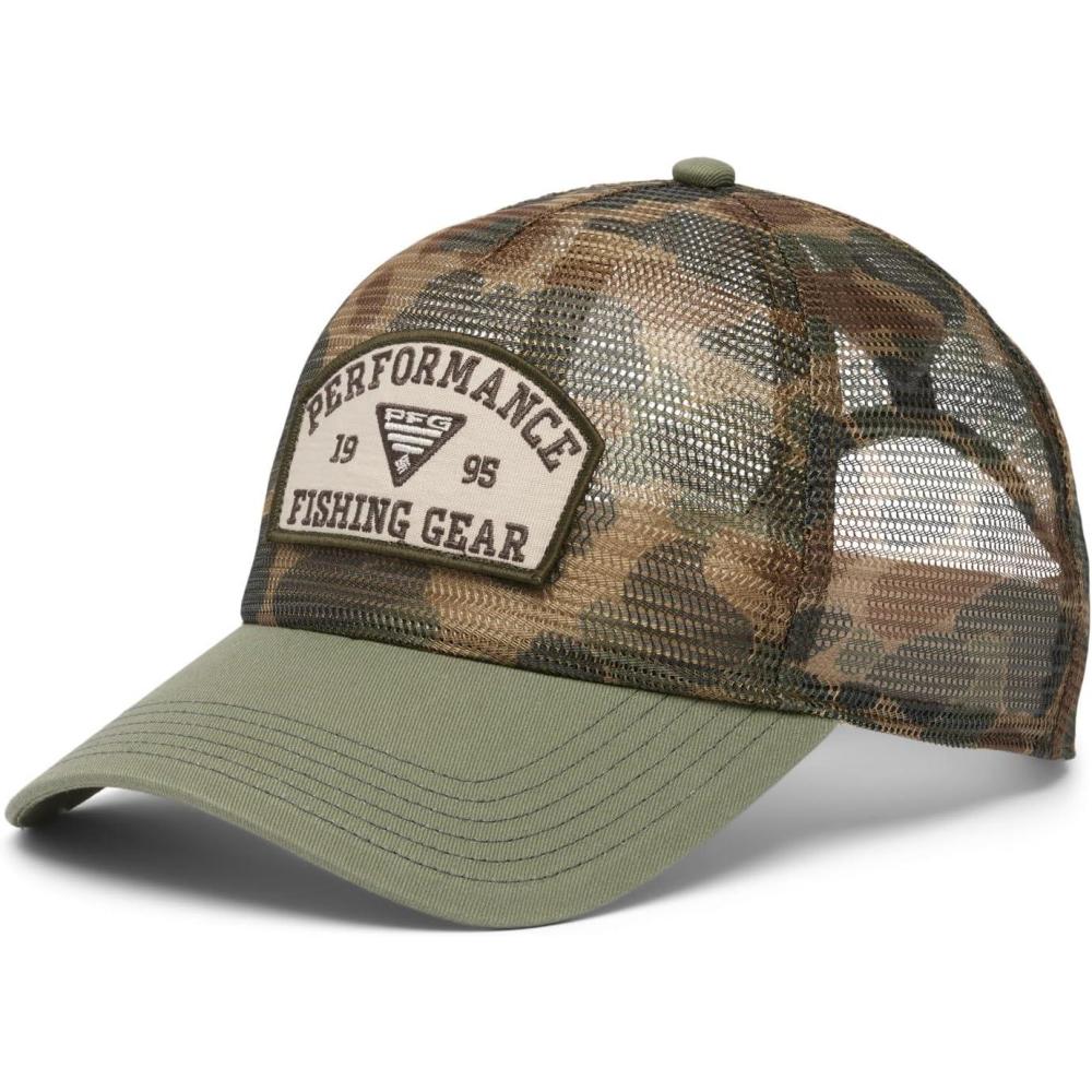 imageColumbia UnisexAdult PFG Tie Down Mesh Snap BackFossil Duck CamoCypress
