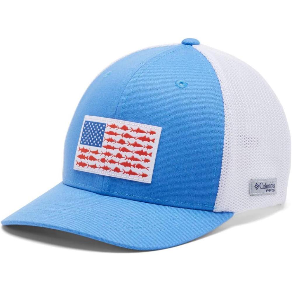 imageColumbia UnisexChild Junior Mesh Ball CapHarbor BlueUs Fish Flag