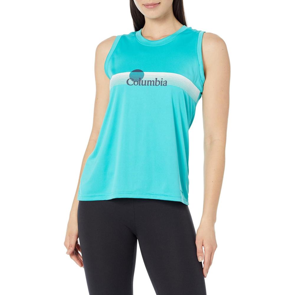 imageColumbia Womens Fork Stream Graphic TankBright AquaInverted Band Graphic