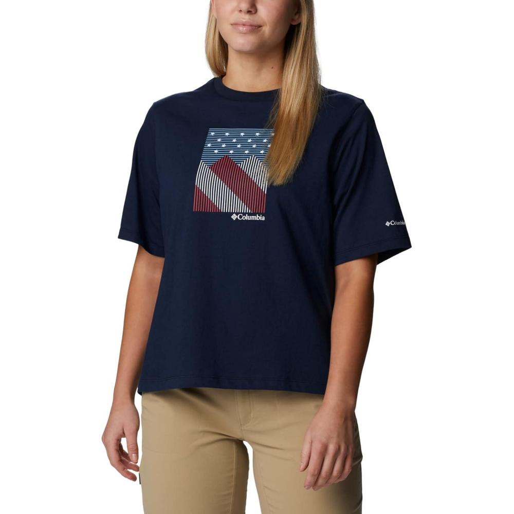 imageColumbia Womens North Cascades Graphic Short Sleeve TeeCollegiate NavyStarry Peaks Graphic