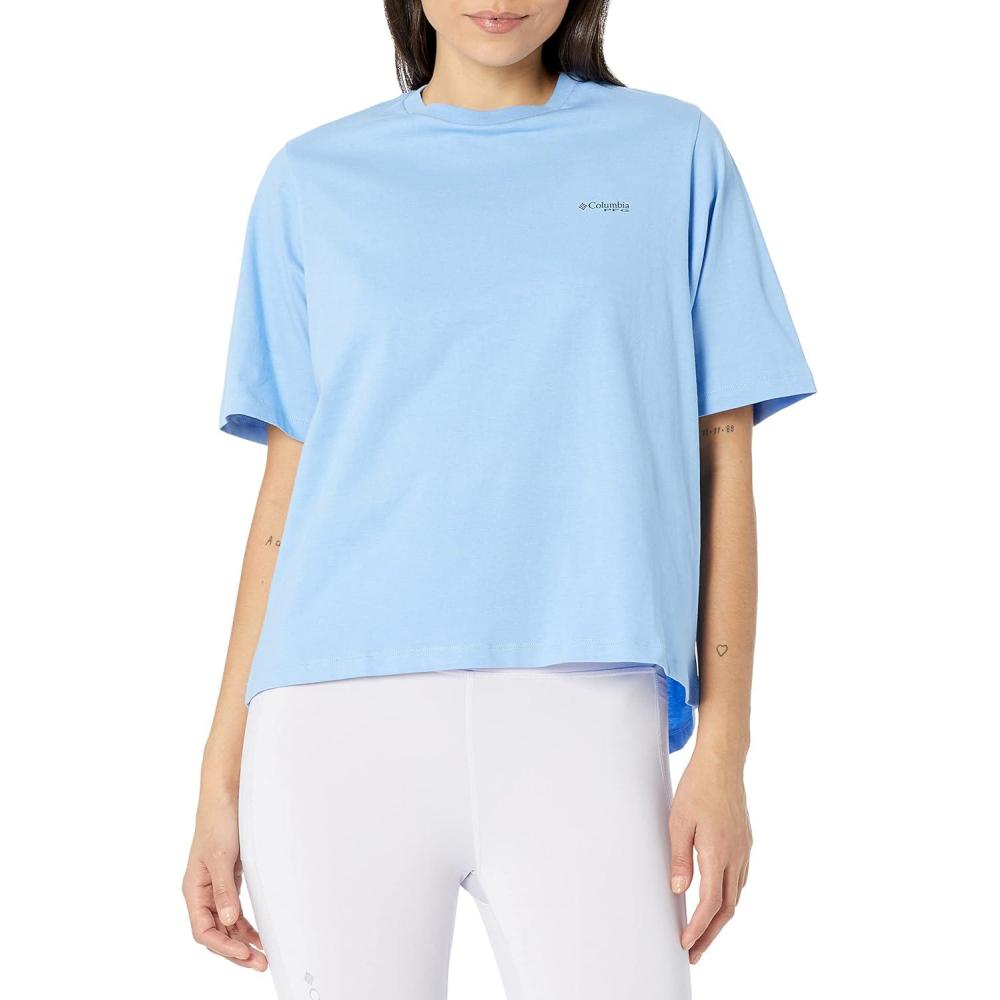 imageColumbia Womens North Cascades Relaxed TeeAgate BluePanga Palms Graphic