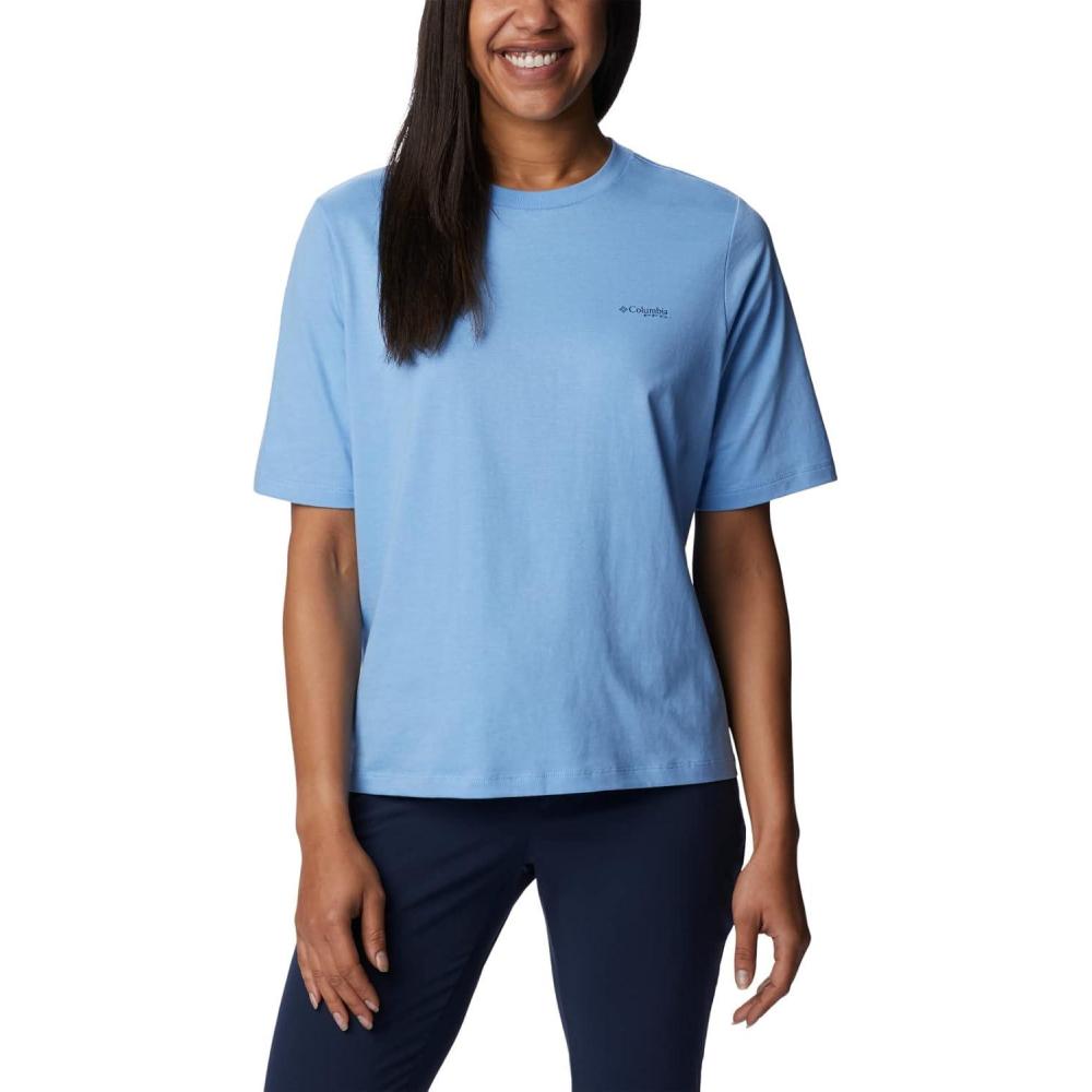 imageColumbia Womens North Cascades Relaxed TeeAgate BluePfg Triangle Graphic