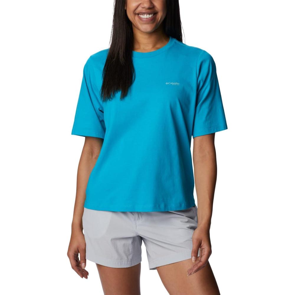 imageColumbia Womens North Cascades Relaxed TeeOcean TealPfg Triangle Graphic