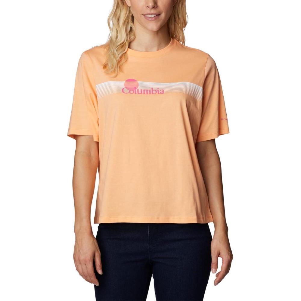 imageColumbia Womens North Cascades Relaxed TeePeachInverted Brand Graphic