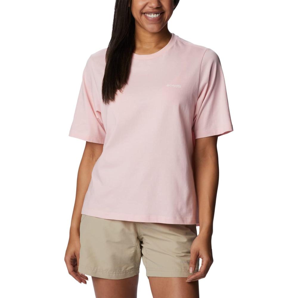 imageColumbia Womens North Cascades Relaxed TeeSatin PinkPfg Triangle Graphic