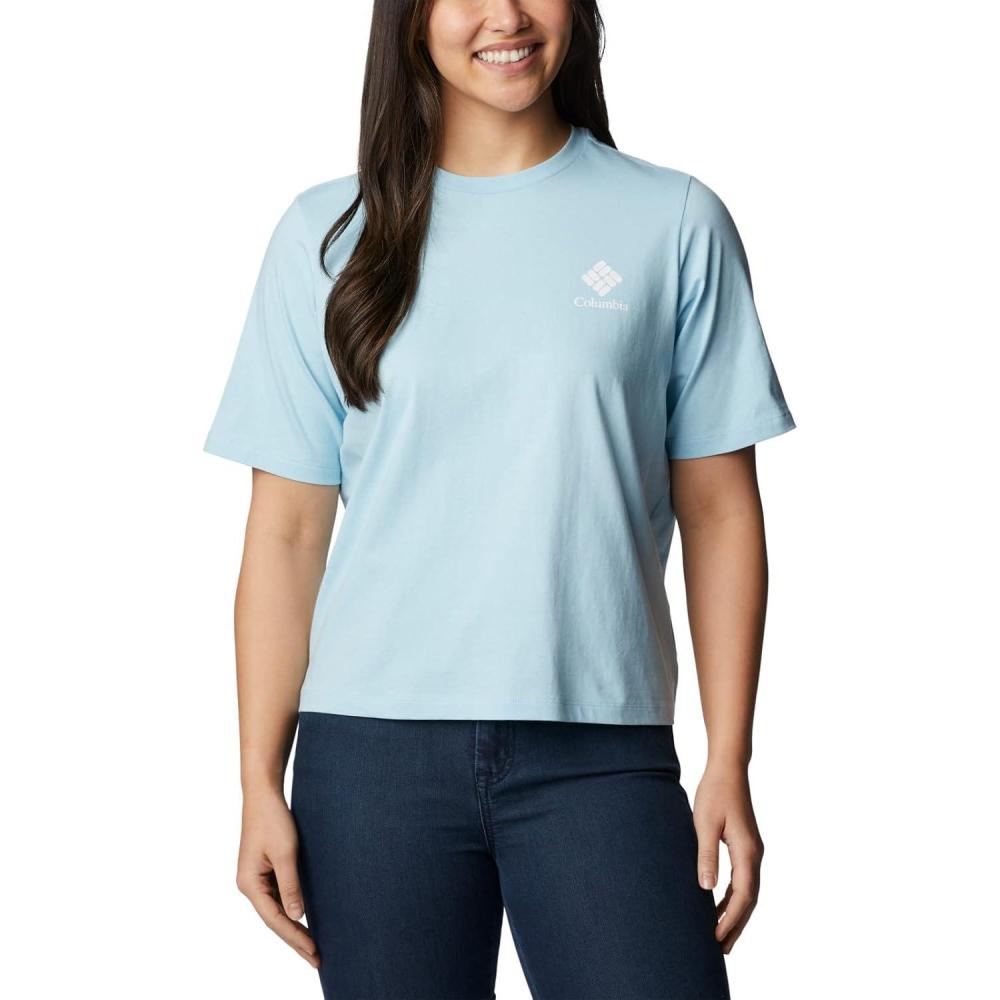 imageColumbia Womens North Cascades Relaxed TeeSpring BlueFramed Halftone Logo Grx