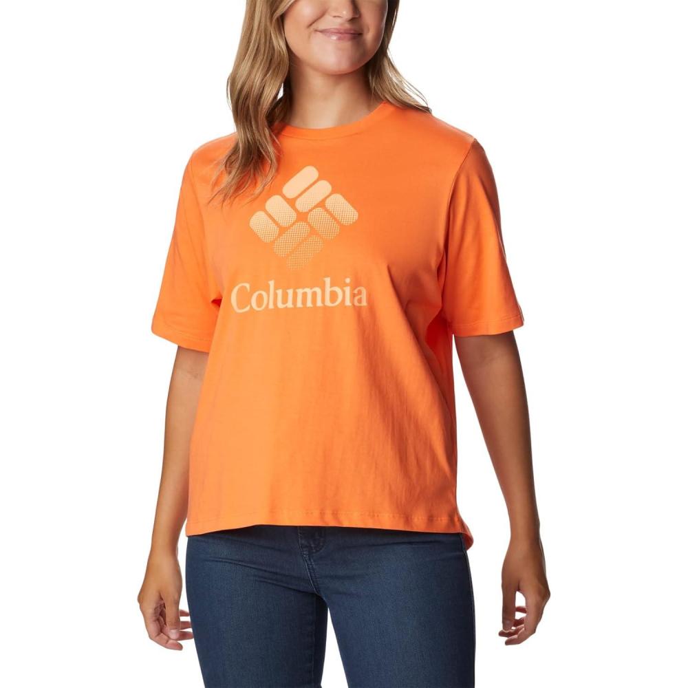imageColumbia Womens North Cascades Relaxed TeeSunset OrangeCsc Stacked Gradient Grx