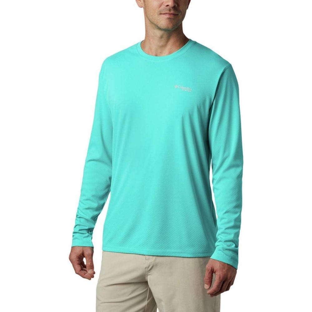 imageColumbia mens Pfg Zero Rules Long Sleeve ShirtBright Aqua