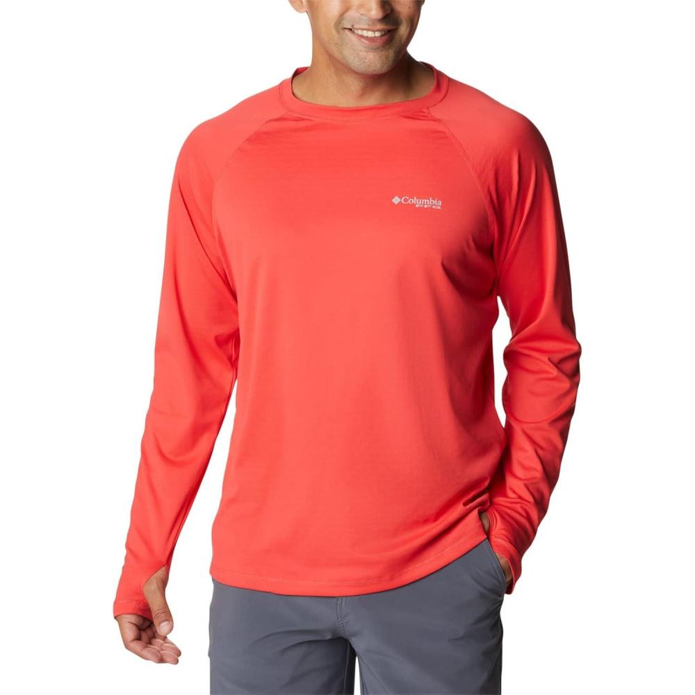 imageColumbia mens Pfg Zero Rules Long Sleeve ShirtRed Hibiscus