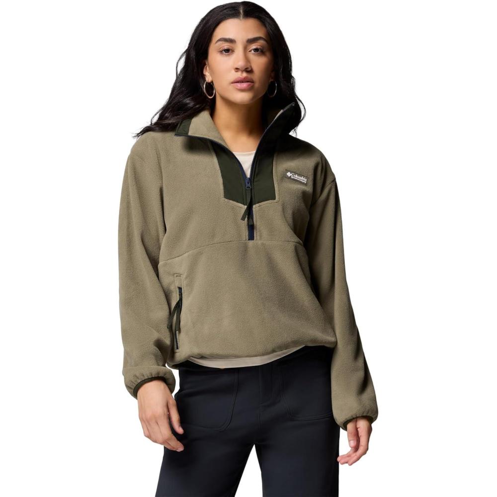 imageColumbia womens Sequoia Grove Half Zip FleeceStone GreenGreenscapeCollegiate Navy