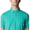 Columbia Men’s Rapid Rivers II Short Sleeve Shirt(Electric Turquoise Grid)