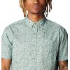 Columbia Men’s Rapid Rivers II Short Sleeve Shirt(Stone Blue/Makin Tracks Print)