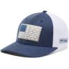 Columbia Unisex Adult PFG Logo Mesh Ball Cap(Carbon Heather/US Fish Flag)