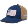 Columbia Unisex Adult PFG Logo Mesh Ball Cap(Carbon/Ancient Fossil/PNW Flag)