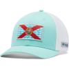 Columbia Unisex Adult PFG Logo Mesh Ball Cap(Gulf Stream/White/Fl Fish Flag)