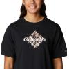 Columbia Womens North Cascades Relaxed Tee(Black/Centered Gem Textured Mountain)