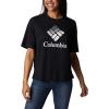 Columbia Womens North Cascades Relaxed Tee(Black/Csc Stacked Gradient Graphic)