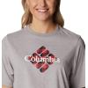 Columbia Womens North Cascades Relaxed Tee(Columbia Grey Heather/Centered Gem Buffalo)