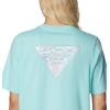 Columbia Womens North Cascades Relaxed Tee(Gulf Stream/Aura Aurora Fish)