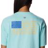 Columbia Womens North Cascades Relaxed Tee(Gulf Stream/Fish Friends Flag Graphic)