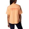 Columbia Womens North Cascades Relaxed Tee(Peach/Framed Halftone Logo Graphic)