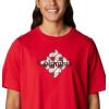 Columbia Womens North Cascades Relaxed Tee(Red Lily/Centered Gem Buffalo Plaid)