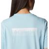 Columbia Womens North Cascades Relaxed Tee(Spring Blue/Framed Halftone Logo Grx)