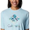 Columbia Womens North Cascades Relaxed Tee(Spring Blue/Gem Wisterian)