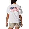 Columbia Womens North Cascades Relaxed Tee(White/Fish Friends Flag Graphic)