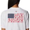 Columbia Womens North Cascades Relaxed Tee(White/Fish Friends Flag Graphic)