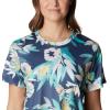 Columbia Women’s Standard Fork Stream Short Sleeve Tee(Bright Aqua/Wisterian)