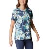 Columbia Women’s Standard Fork Stream Short Sleeve Tee(Bright Aqua/Wisterian)
