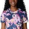 Columbia Women’s Standard Fork Stream Short Sleeve Tee(Wild Geranium/Wisterian)