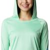 Columbia Women’s Tidal Tee Hoodie(Kelp/Stormy Blue Logo)