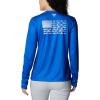 Columbia Womens Tidal Tee™ PFG Fish Flag LsTidal Tee PFG Fish Flag Long Sleeve(Blue Macaw/White Gradient)