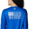 Columbia Womens Tidal Tee™ PFG Fish Flag LsTidal Tee PFG Fish Flag Long Sleeve(Blue Macaw/White Gradient)