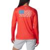 Columbia Womens Tidal Tee™ PFG Fish Flag LsTidal Tee PFG Fish Flag Long Sleeve(Bright Poppy/Fish and Friends Flag)