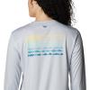 Columbia Womens Tidal Tee™ PFG Fish Flag LsTidal Tee PFG Fish Flag Long Sleeve(Cool Grey/Deep Marine Gradient)